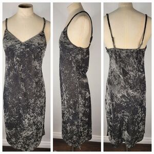 Lucky Brand Velvet Slip Dress XS Side Slits 90s Y2K Whimsygoth Witchcore Boho